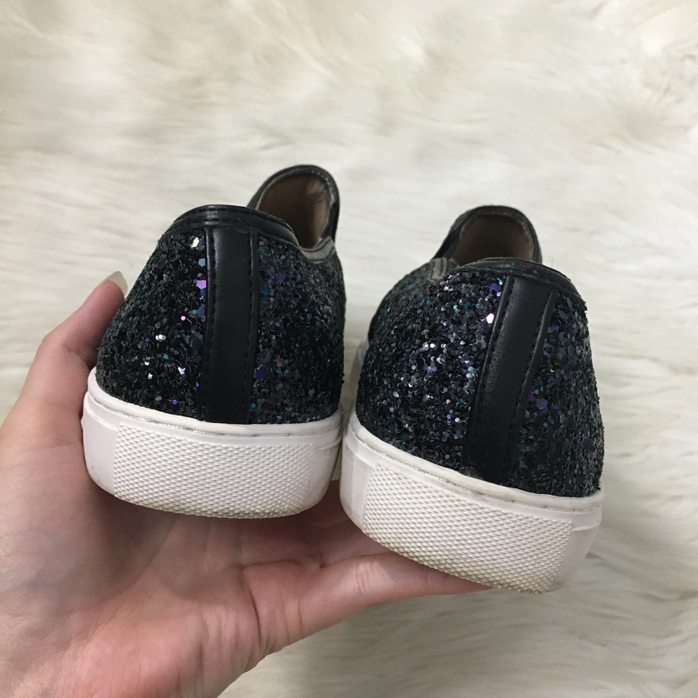 J Slides Navy Blue Glitter Slip On Sneakers Shoes - Picture 5 of 7